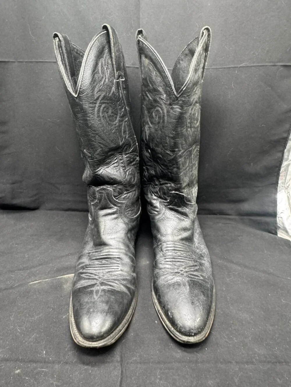Vintage Men's Justin Black Leather Western Cowboy Boots Size 8.5